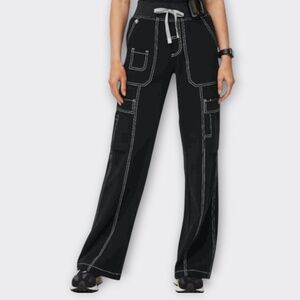 Figs Black Wide Leg Pants with Contrast Stitching recently discontinued.